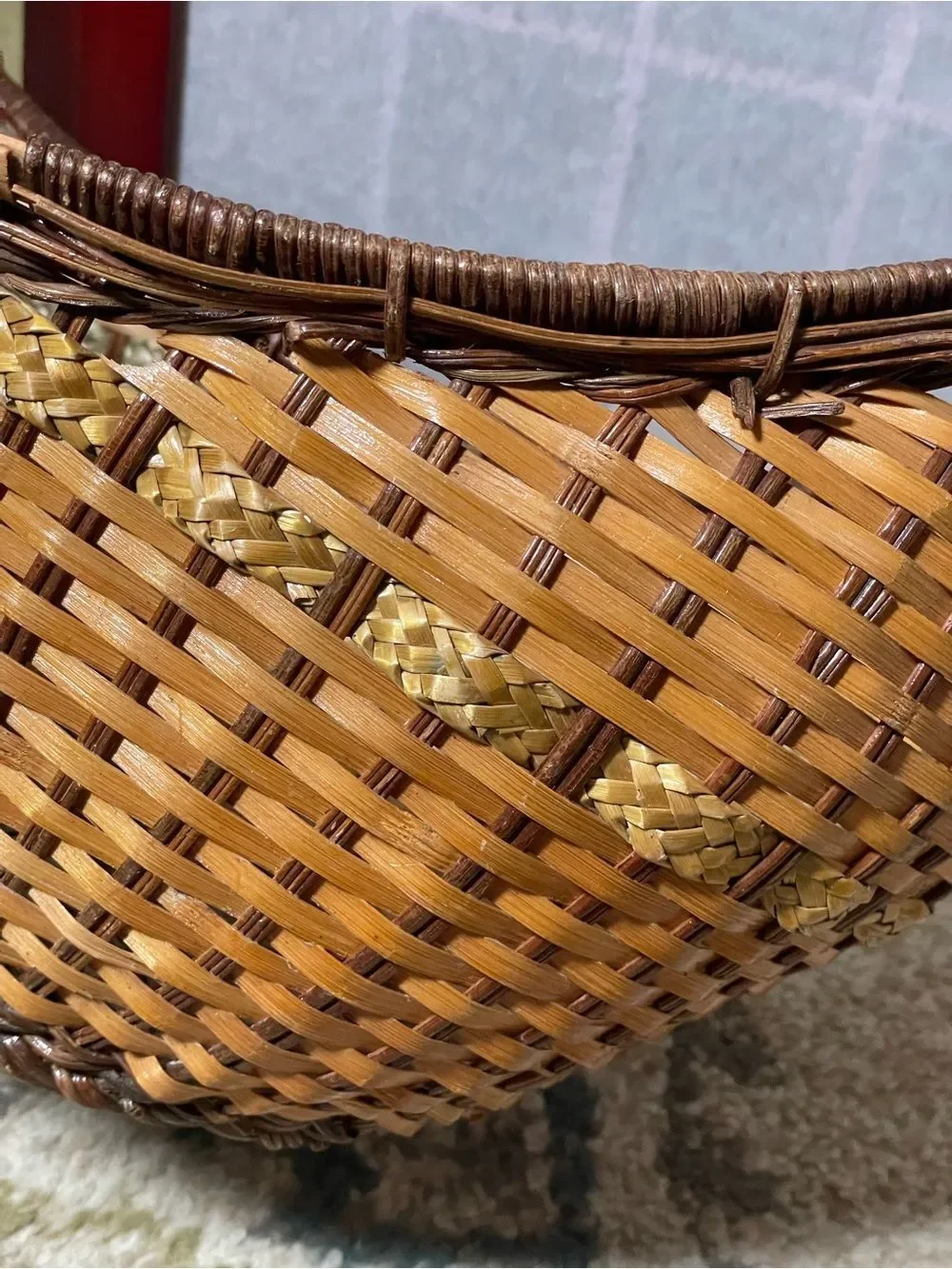 Handwoven Brown Wicker Basket Tote